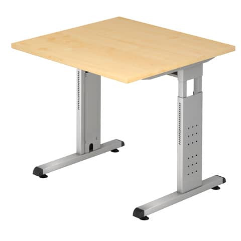 Schreibtisch OS08, 80 x 80 cm Platte Ahorn, 25 mm dick, 2mm ABS-Kante