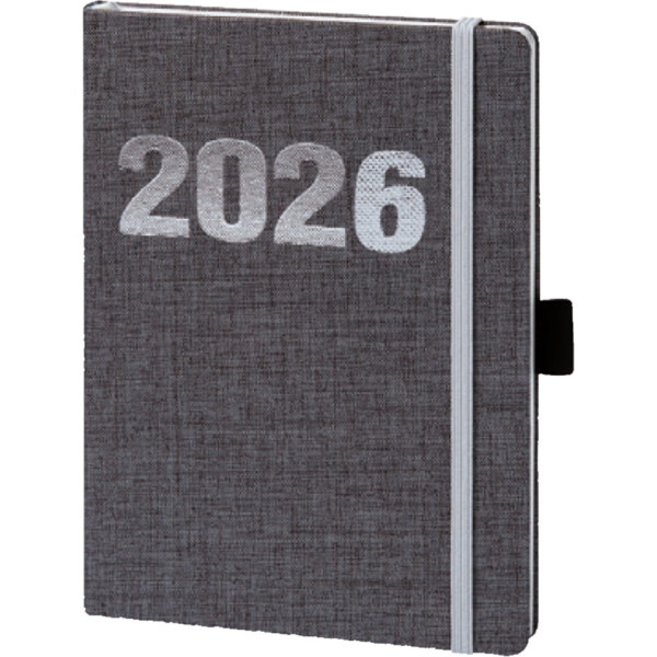 Buchkalender V-Book, A5, 1W/2S, Leinenoptik, grau BSB 02-0289