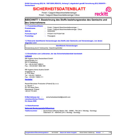 Maschinenpfleger Regular 250ml FINISH 3248405