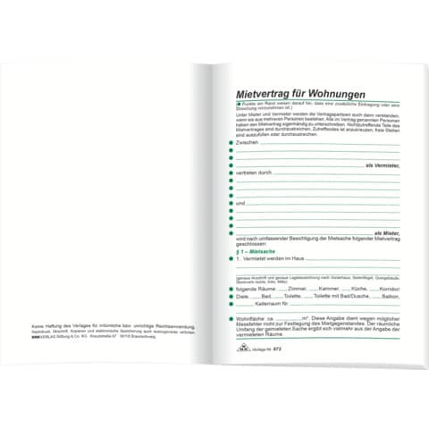 Mietvertragsheft 17x12cm RNK 672 32Seiten Neu