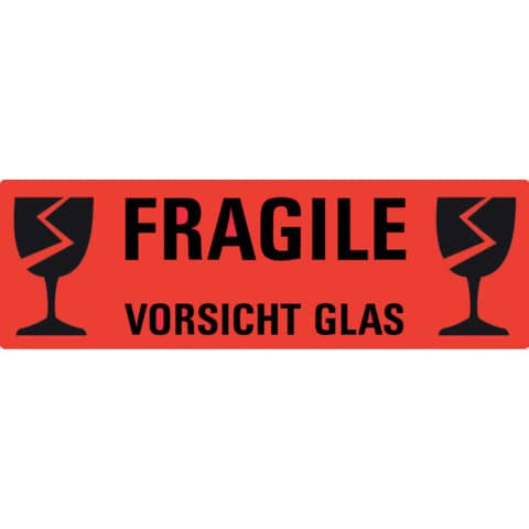 Etiketten Vorsicht Glas 119x38mm ZWECKFORM 3050 10ST