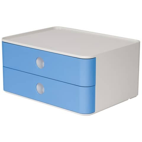 SMART-BOX ALLISON Schubladenbox - stapelbar, 2 Laden, snow white/sky blue