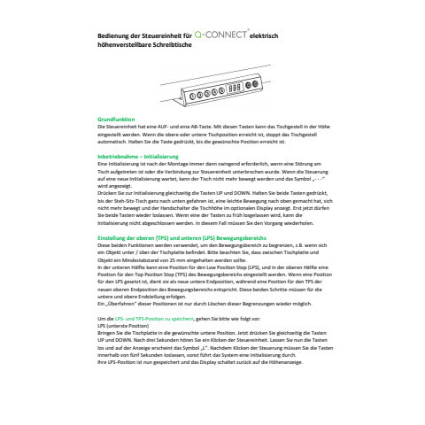 Schreibtisch elektr.höhenv. Eiche chalet Q-CONNECT KF14168 TVE0517MONT.+VERT.