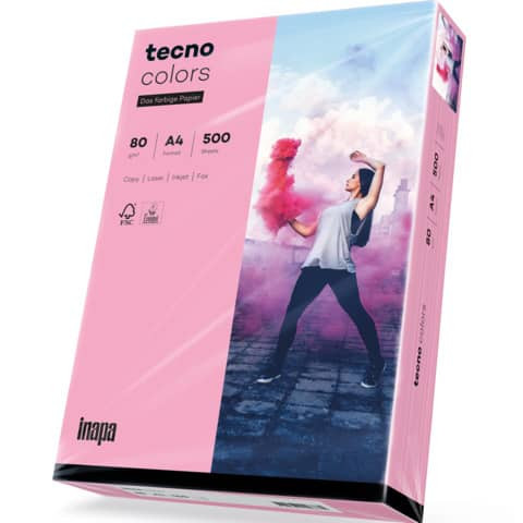 Multifunktionspapier tecno® colors - A4, 80 g/qm, rosa, 500 Blatt