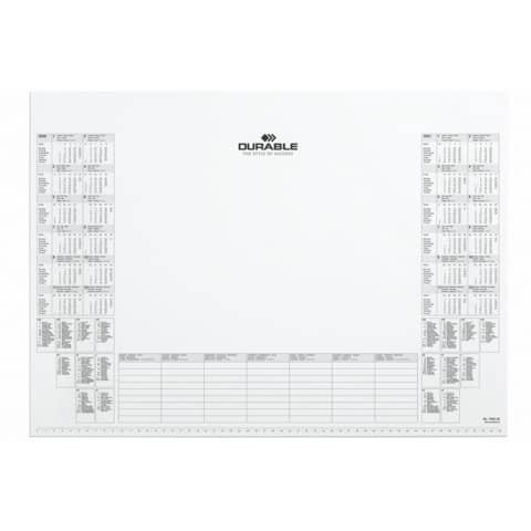 Schreibunterlage Kalender weiß DURABLE 7292 02 für 7291