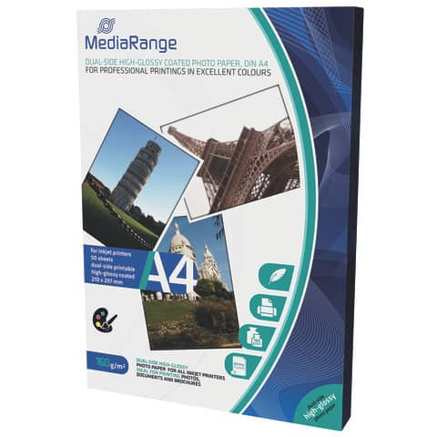 Inkjet Fotopapier 50BL A4 weiß MEDIARANGE MRINK108 160g hochglänzend