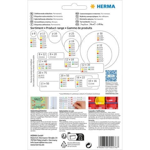 Etiketten Ø32mm leuchtrot HERMA 2276 360 STück permanent haftend
