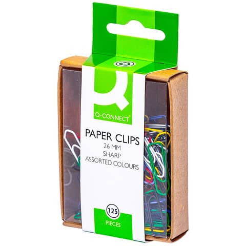 Büroklammern 26mm spitz fbg. Q-CONNECT KF02042 Ds125St
