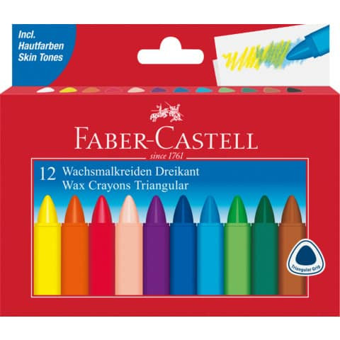 Wachsmalkreide 12er Etui Faber Castell 120010 Dreikant wasserfest