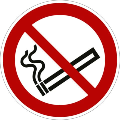 Rauchen verboten ISO 7010, Folie MOEDEL 58434 Ø 100 mm
