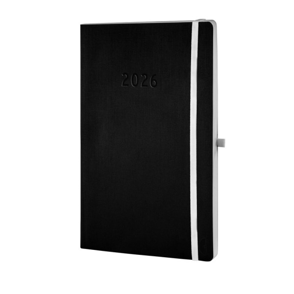 Buchkalender Softcover A5 2026 schwarz CHRONOPLAN 50926 Wochenplan