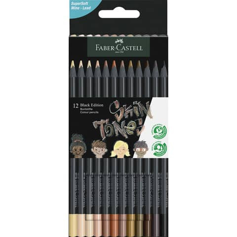 Farbstiftetui 12ST Black Edition FABER CASTELL 116414 Skin Tones