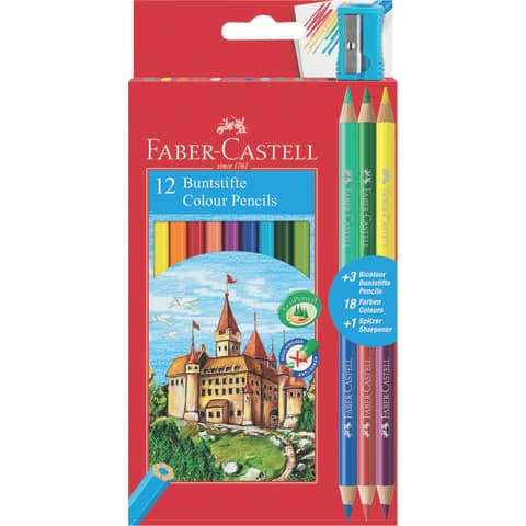 Farbstifte ECO 12+3 Bicolor sort FABER CASTELL 110312