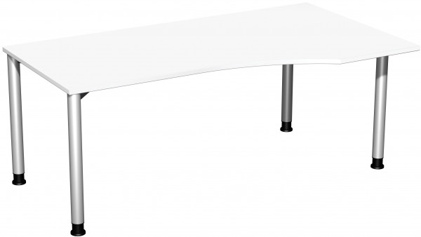 PC-Schreibtisch rechts höhenverstellbar, 1800x1000x680-800, Weiß/Silber