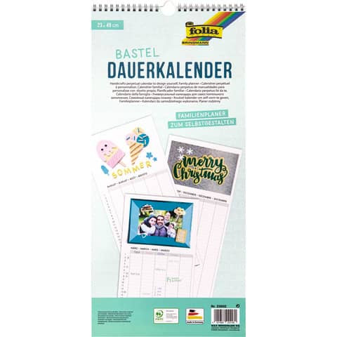 Bastelkalender 23x49cm weiß FOLIA 23602 Familienplan.13Bl