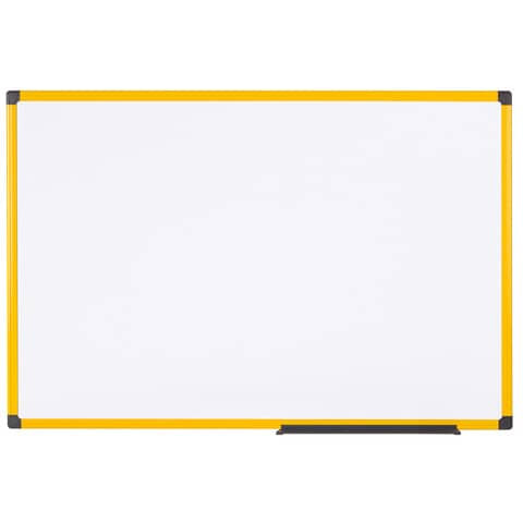 Whiteboard Ultrabrite - 120 x 90 cm, emailliert, gelber Aluminiumrahmen, weiß