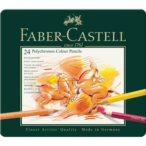 Farbstift Polychromos 24St sortiert FABER CASTELL 110024 Metalletui