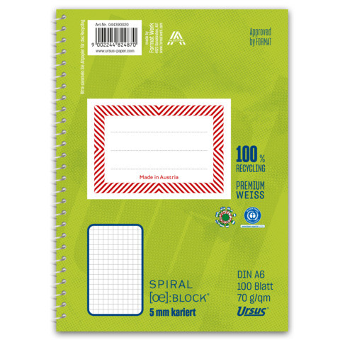 Ringbuchblock A6 kar. 100BL STAUFEN GREEN 044390020 5mm 2Loch