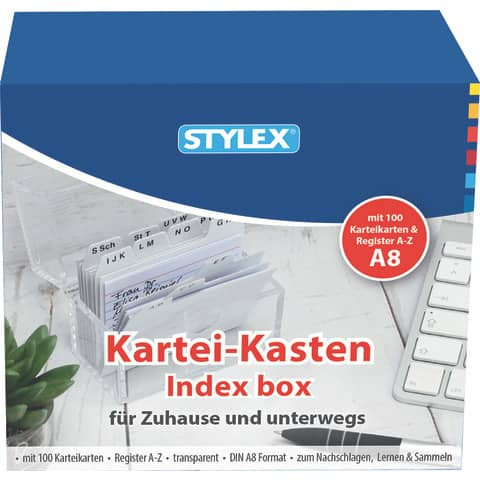 Karteikasten Plastik transp.A8 49973 Reg+100Kart 8,5x7,5x5cm