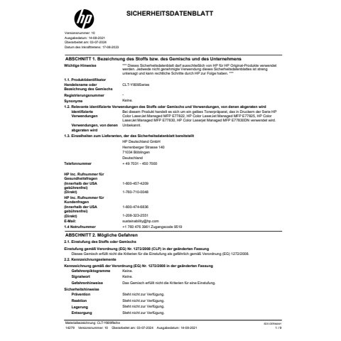 Lasertoner CLT-Y809S yellow HP SS742A