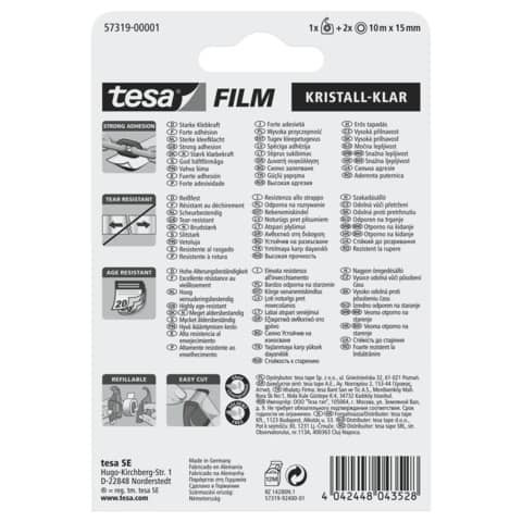 Handabroller +2RL transparent TESA 57319-00001-04 15mm x10m