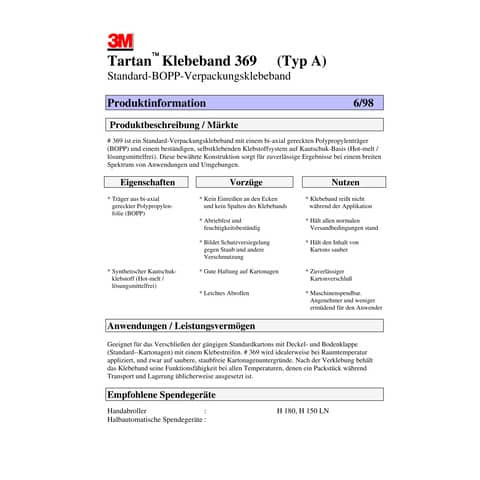 Verpackungsband 50mm 66m transparent TARTAN 369T5066 PP