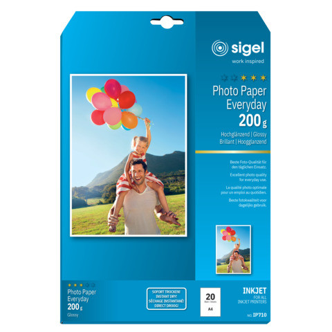 Inkjet Fotopapier A4 20BL weiß SIGEL IP710 EverydayPlus 200g