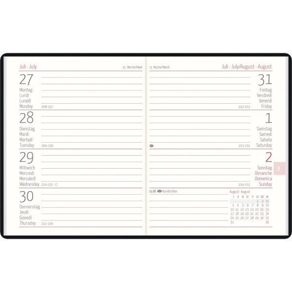 Taschenkalender 1W/2S sort. ZETTLER 660100/660-1020 8,3x10,7cm