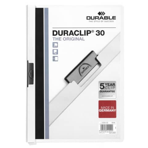 Klemmmappe Duraclip A4 weiß DURABLE 2200 02 30BL