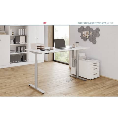 Schreibtisch elektr.höhenv. weiß/silber MONT.VXDLR16/W/S 160x80cm