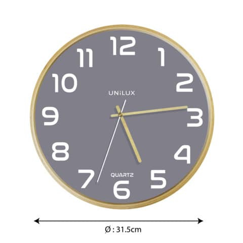 Wanduhr Quarz Ø31,5 cm buche-grau UNILUX 400165097 Baltic