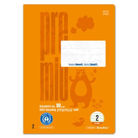 Heft LIN2 A4 32 Blatt 4mm liniert orange STAUFEN PREMIO 040784002 90g