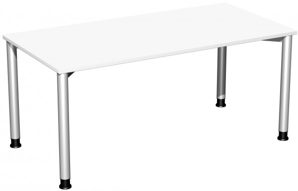 Schreibtisch höhenverstellbar, 1600x800x680-800, Weiß/Silber