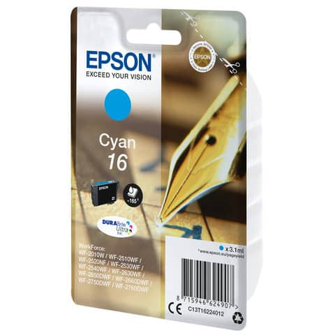 Inkjetpatrone Nr. 16 cyan EPSON C13T16224012 3,1ml