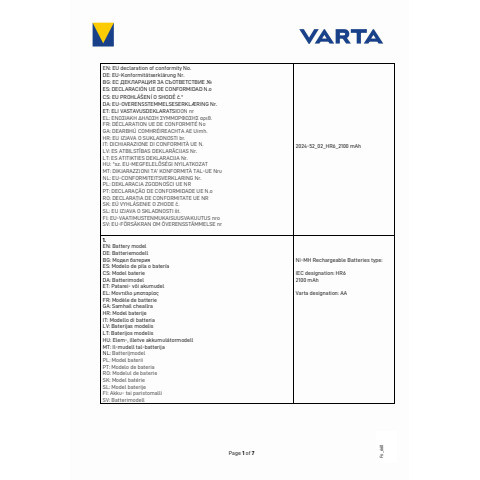 Batterie Akku AA/HR6 2ST Recycled VARTA 56816 101 402 2100 mAh