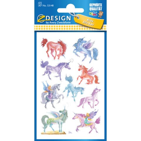 Schmucketikett Einhörner ZWECKFORM 53148 geprägt