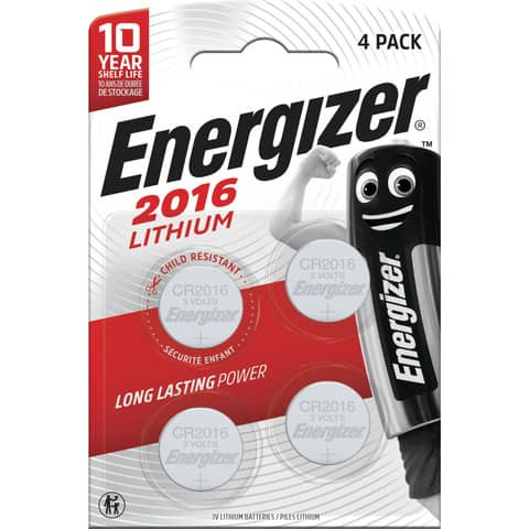 Knopfzellen-Batterie CR2016 4ST weiß/rot ENERGIZER E300849004 Lithium