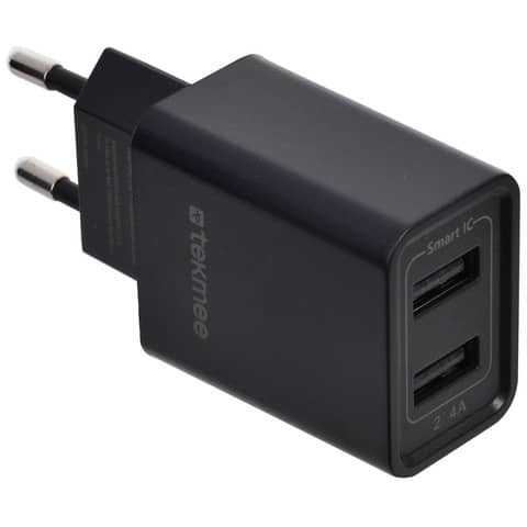 Ladeadapter 2x USB-A schwarz TEKMEE 40 43 01 86