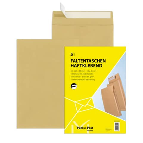 Versandtasche C4 HK 130g braun 30002480 5ST m.Falte 40mm