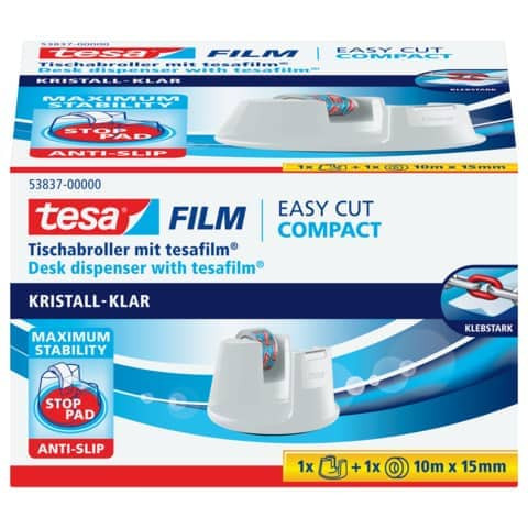 Tischabroller Easy Cut® Compact - für Rollen bis 33 m : 19 mm, weiß