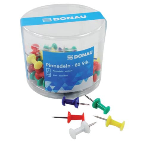 Pinnwandnadeln 60 Stk. sortiert DONAU 7830001-99 in Dose