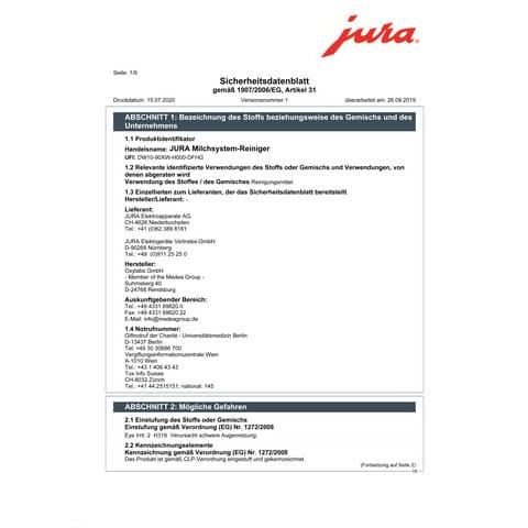 Milchsystem-Reiniger Mini-Tabs 90 Gramm JURA 10001757 / 24157 Nachfüllflasche