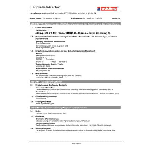 Textmarker EcoLine neonblau EDDING 24010 nachfüllbar