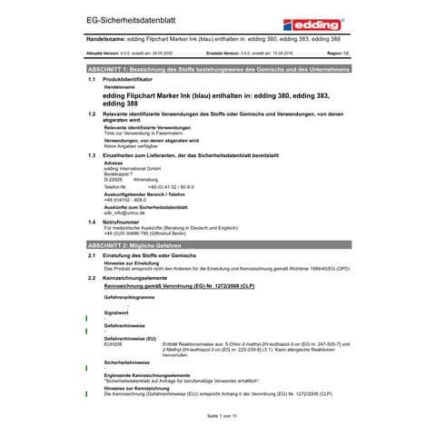 Flipchartmarker 388 4-12mm blau EDDING 4-388003 Keilspitze