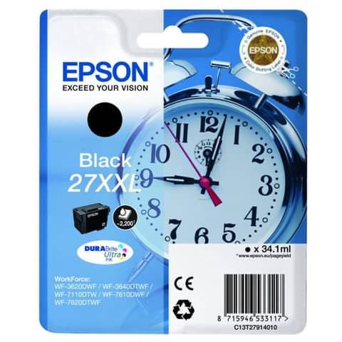 Original Epson Tintenpatrone schwarz extra High-Capacity (C13T27914012,27XXL,T27914012)