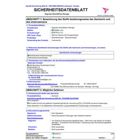 Desinfektions-Reiniger 500ml SAGROTAN 3249239