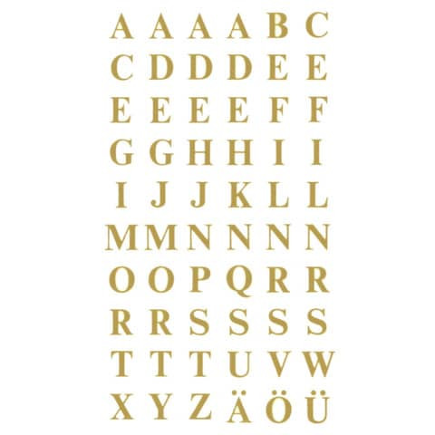 Buchstabenetikett A-Z gold 240 stück ZWECKFORM 3727 7,5 mm Druckschrift