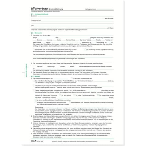 Mietverträge für Wohnungen - ausführliche Fassung, 6 Seiten, DIN A4