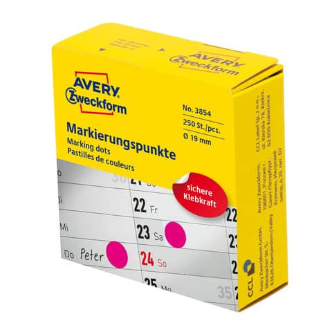 Markierungspunkte D19mm magenta ZWECKFORM 3854 i.Spender