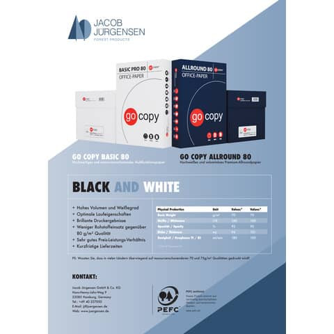 Kopierpapier A4 70g 500Bl weiß Go Copy Basic Pro 8102A80S